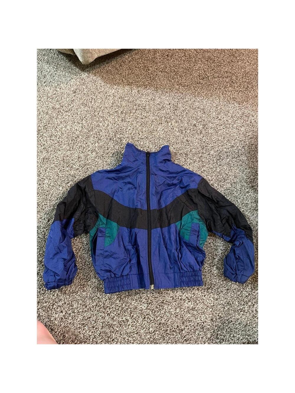 Authentic Industrie Wear Kids Blue Vintage Colorblock Windbreaker Jacket Size 4